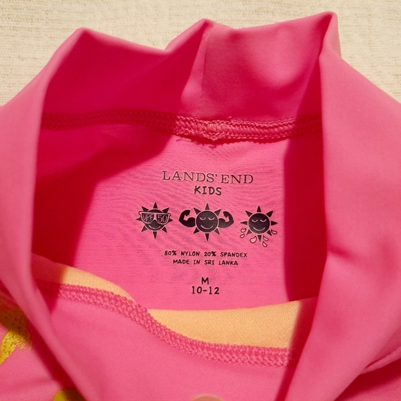 Lands End girls size Medium or 10/12 pink swim rash guard - Picture 3 of 4